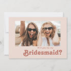 Simple Retro Blush Photo Bridesmaid Proposal Card