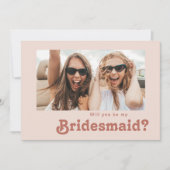 Simple Retro Blush Photo Bridesmaid Proposal Card (Front)