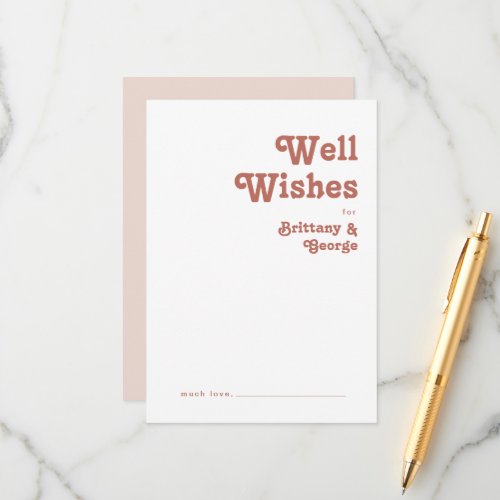 Simple Retro | Blush Pink Wedding Well Wishes Card