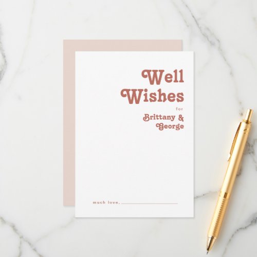 Simple Retro  Blush Pink Wedding Well Wishes Card