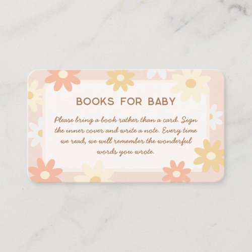 Simple Retro Boho Daisy Baby Shower Books For Baby Enclosure Card