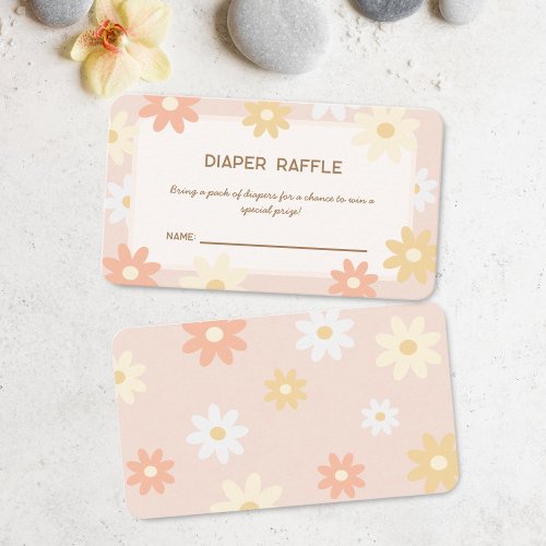 Simple Retro Boho Daisy Baby Shower Diaper Raffle Enclosure Card