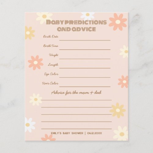 Simple Retro Boho Daisy Baby Shower Guessing Game