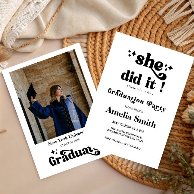 Simple Retro Boho Graduation Class of 2026  Invitation (Creator Uploaded)