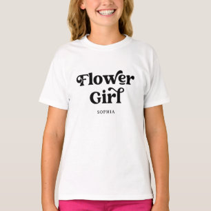 Simple Retro Boho Typography   Flower Girl T-Shirt