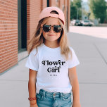 Simple Retro Boho Typography | Flower Girl T-Shirt<br><div class="desc">This trendy,  simple T-shirt features the words "Flower Girl" in retro black typography,  along with a space for her name,  and is the perfect gift for members of your bridal party.</div>