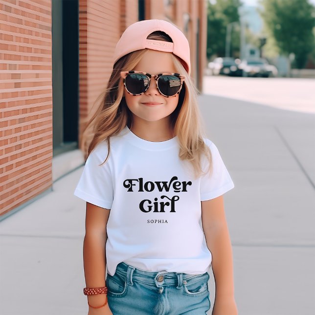 Simple Retro Boho Typography | Flower Girl T-Shirt (A boho and retro shirt for the flower girl)