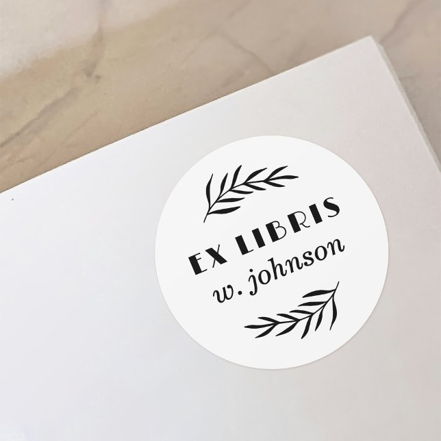 Simple Retro Botanical Branch Ex Libris Bookplate (Creator Uploaded)