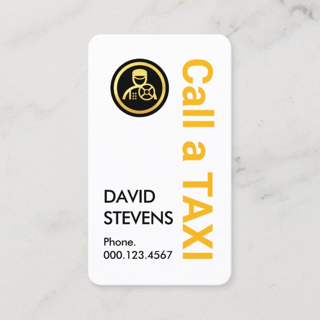 Simple Retro Call A Taxi Driver Business Card (Front)