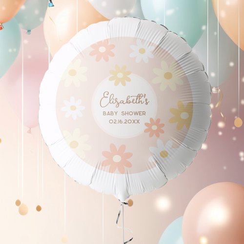 Simple Retro Chic Daisy Boho Girl Baby Shower Balloon