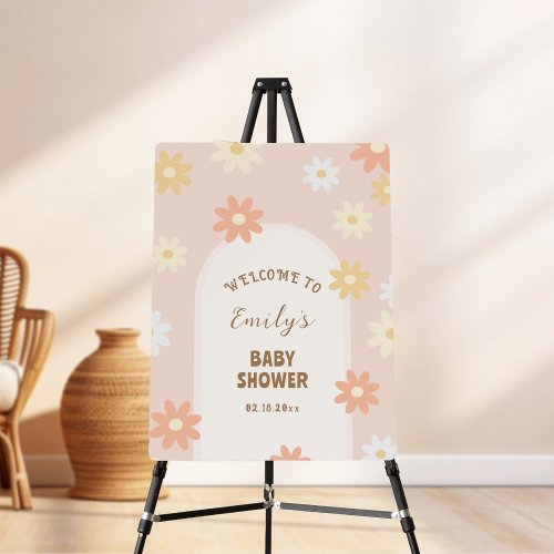 Simple Retro Chic Daisy Girl Baby Shower Welcome Foam Board