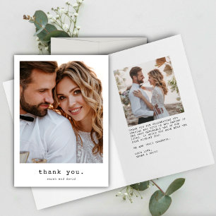 Simple Retro Classic Folded Photo Wedding Thank You Card