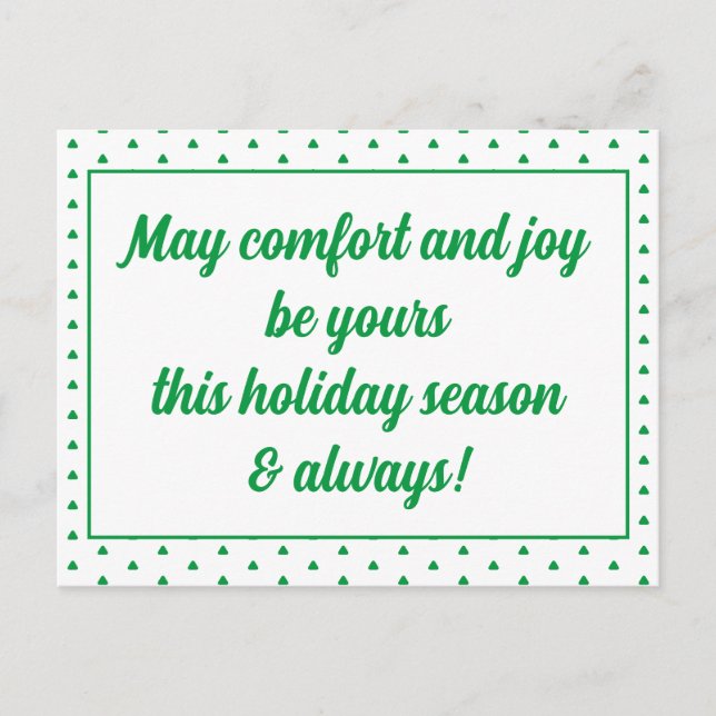 Simple Retro Comfort And Joy Merry Christmas  Holiday Postcard (Front)