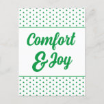 Simple Retro Comfort And Joy Typography Christmas Holiday Postcard