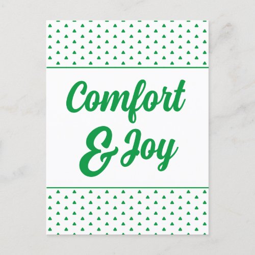 Simple Retro Comfort And Joy Typography Christmas Holiday Postcard