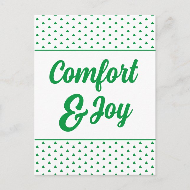 Simple Retro Comfort And Joy Typography Christmas Holiday Postcard (Front)
