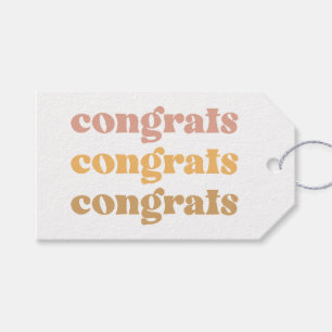 Simple Retro Congrats Gift Tag, Boho Design Gift Tags