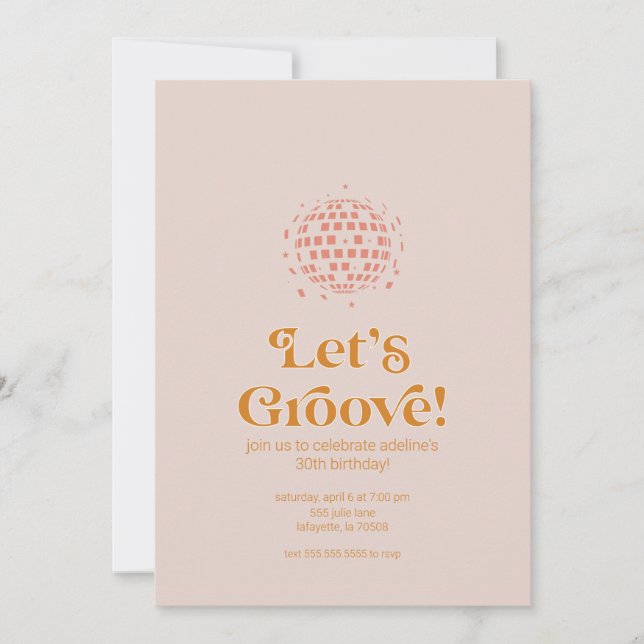 Simple Retro Disco Birthday Invitations (Front)