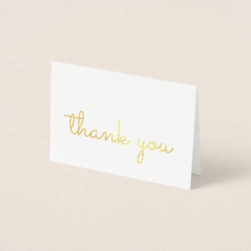 Simple Retro Gold Handwriting Thank You Foil Card