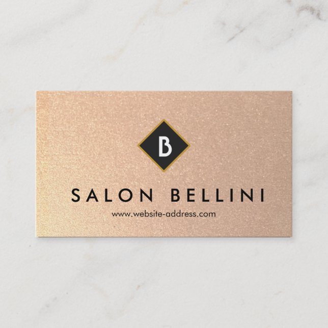 Simple Retro Gold Monogram Business Card (Front)