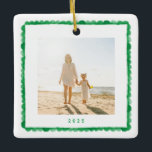 simple retro green frame photo square christmas ceramic ornament<br><div class="desc">***this design is part of a christmas holiday collection*** _______________________ this design template is fully editable and customizable by you the customer - click personalize further button if you with to move, add, delete or make major changes to the design _______________________ *if you have any DESIGN questions or need more...</div>