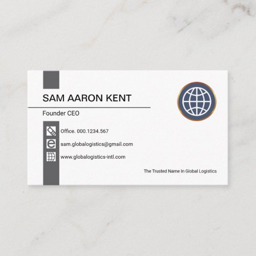 Simple Retro Grey Stripe Icons Founder CEO Business Card