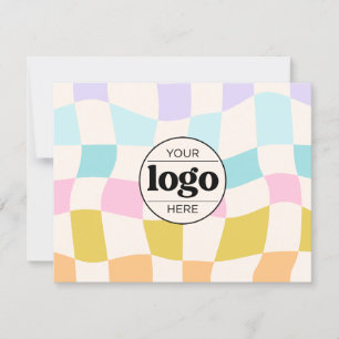 Simple Retro Groovy Checker Custom Logo  Thank You Card