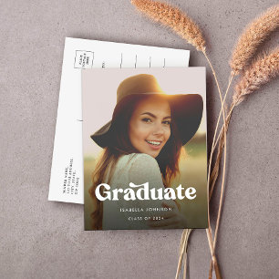 Simple Retro High School Graduation Announcement Postcard