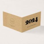 Simple Retro kraft Calendar 2024 corporate Business Card<br><div class="desc">A business card sized folded 2024 calendar,  to customize with your company info and logo,  perfect as a holiday promotional item.</div>