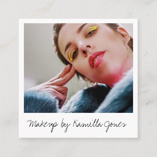 Simple Retro Makeup Artist Photo Social Media Square Business Card (Front)