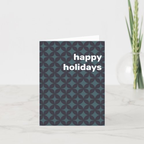 Simple Retro Modern Navy Blue Blank Inside Folded Holiday Card