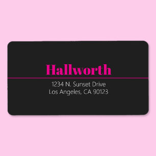 Simple Retro-Modern Pink & Off Black Address Label
