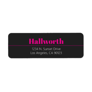 Simple Retro-Modern Pink & Off Black Address Label