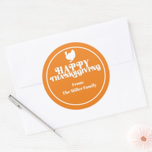 Simple Retro Modern Turkey Happy Thanksgiving  Classic Round Sticker