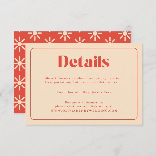 Simple Retro Modern Wedding Details Enclosure Card (Front/Back)