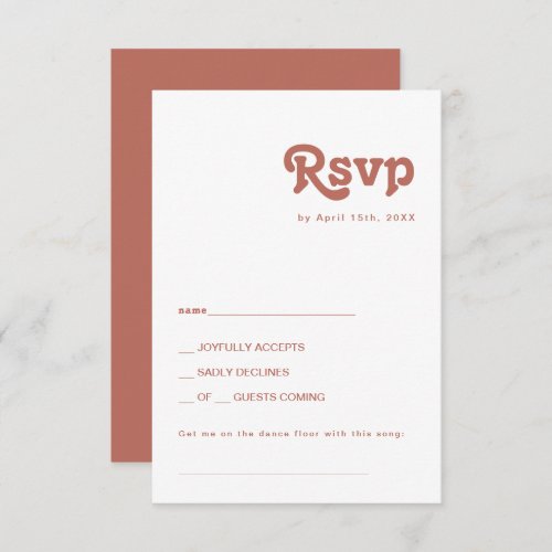 Simple Retro  Old Rose Song Request RSVP Card