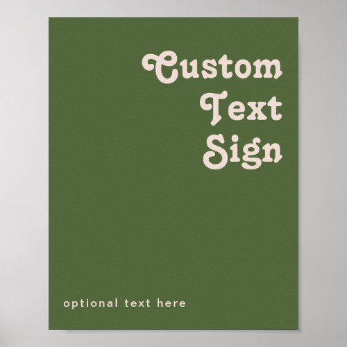 Simple Retro  Olive Green Cards and Gifts Custom  Poster