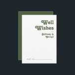 Simple Retro Olive Green Wedding Well Wishes Card<br><div class="desc">This simple retro | olive green wedding well wishes card is perfect for your classic funky vintage earth tones wedding. The design features a minimalist hippie rustic boho font. The neutral southwest desert color palette and earthy bohemian mid-century lettering combine for a perfect, minimal modern western destination design. Feel free...</div>