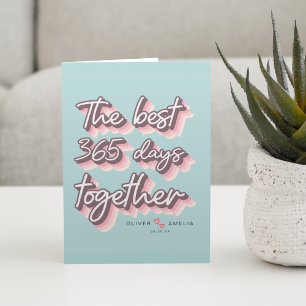 Simple Retro Pink Pastel 1st Wedding Anniversary Card