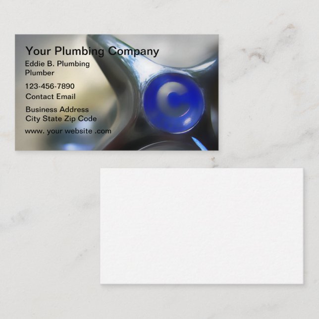Simple Retro Plumber Business Cards (Front/Back)
