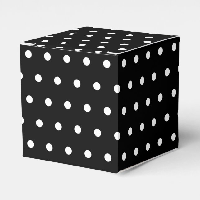 Simple Retro Polka Dot Black and White Favor Boxes (Front Side)