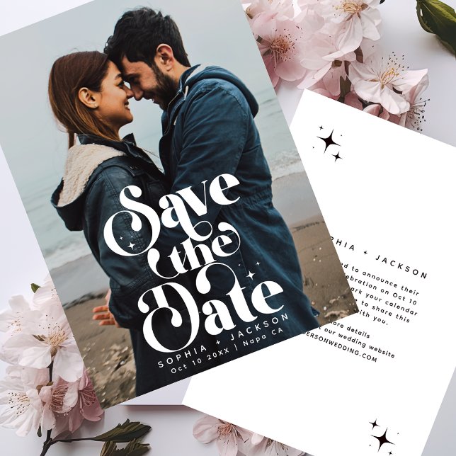 Simple Retro Save the Date Photo  Announcement (Creator Uploaded)