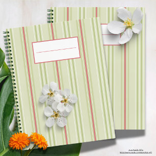 Simple retro striped patten l Green Notebook