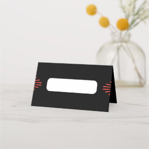Simple Retro Style Black and red pink Table Place Card