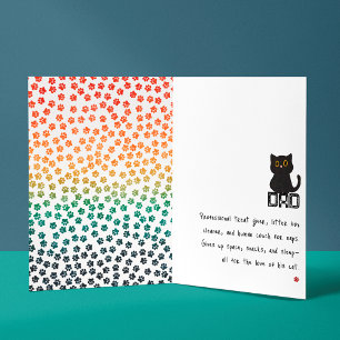 Simple Retro Sunset Cat Paws Funny Black Cat Dad  Card