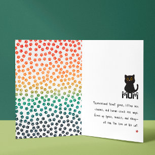 Simple Retro Sunset Cat Paws Funny Black Cat Mom Card