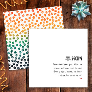 Simple Retro Sunset Cat Paws Funny Cat Mom Card