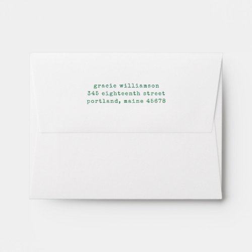 Simple Retro Typewriter Kelly Green Return Address Envelope