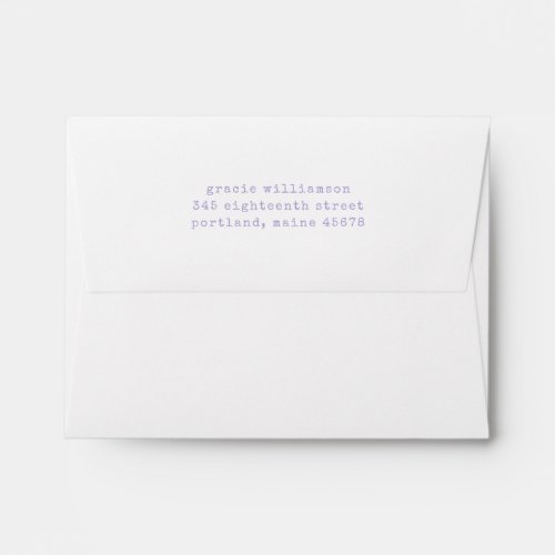 Simple Retro Typewriter Lavender Return Address Envelope