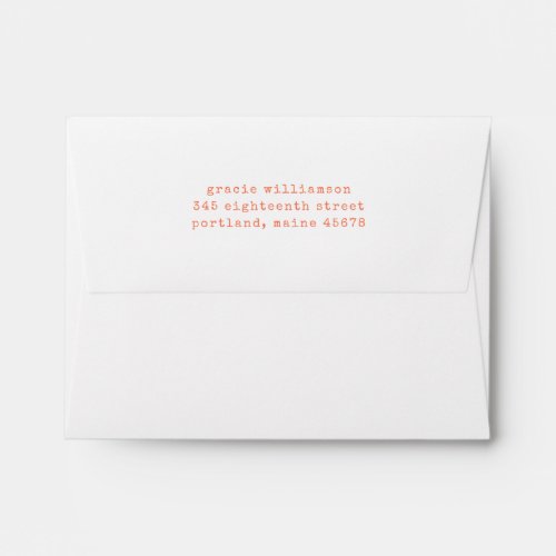 Simple Retro Typewriter Orange Return Address Envelope